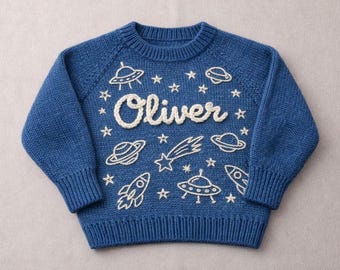 Baby name Sweater embroidered: Custom baby gift