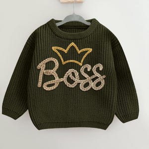 Embroidered Custom Name Knit Sweater for Kids Toddler Apparel Personalized Gift for Newborns Baby Gift Set