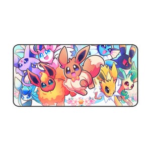 Custom Cute Eeveelution Themed XL Desk Mat for fans 32&quot;x16&quot;