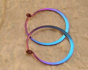 Mostly Turquoise Hoop Earrings in Hypoallergenic Niobium