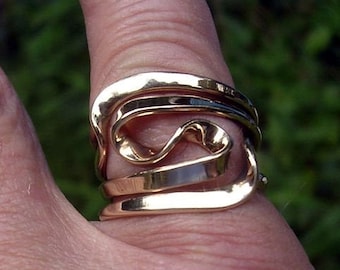 Four Turn Vortex Energy Ring™ In Solid 14K Yellow Gold