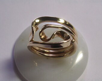 Three Turn Vortex Energy Ring™ in 14k Yellow Gold or 14k Rose Gold