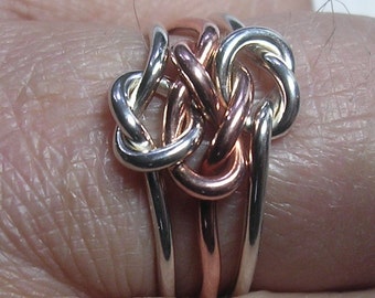 Triple Love Knot Ring en argent sterling - cuivre pur