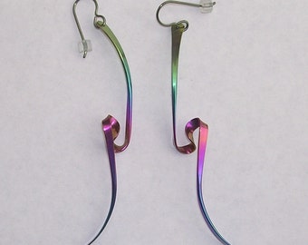 Niobium  Rainbow Vortex Earrings 3 Inches - The Experience-