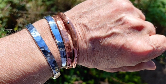 Zinc Cuff Bracelet With Hammered Texture in Three Style - Etsy