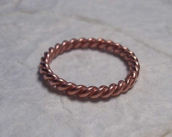 Pure Copper Twisted Ring in Various Gauges