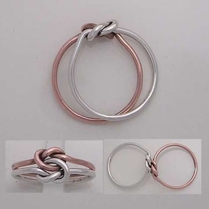 14k Rose Gold and Sterling Silver Love knot Ring. image 1