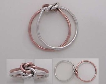 Pure Copper and Sterling Silver Celtic Love knot Ring in 16 Gauge