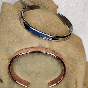 Zinc And Copper Cuff Bracelet Set With Hammered Texture image 1