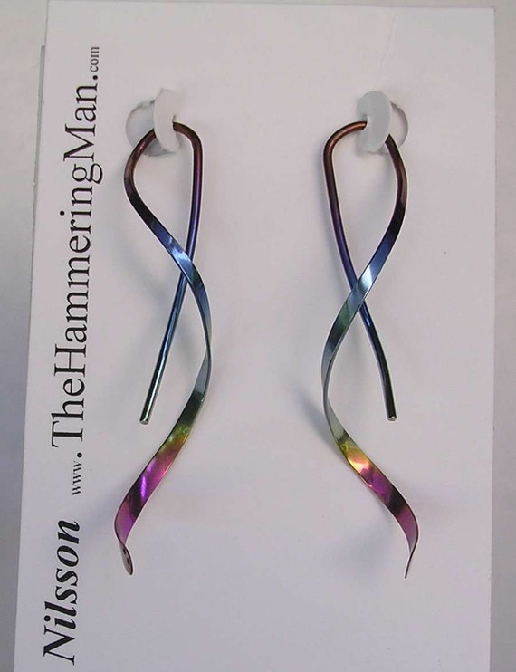 Niobium Earrings Spiral Earrings One Piece Design in Pure Niobium