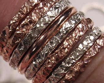 One 12 Gauge CrinkleTexture  Stacker Ring in Various Metals All Precious To Me