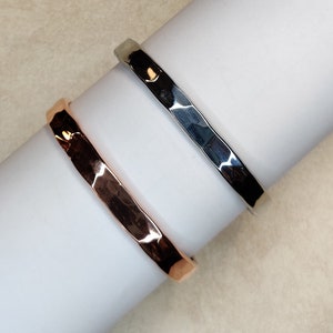 Zinc And Copper Cuff Bracelet Set With Hammered Texture image 5