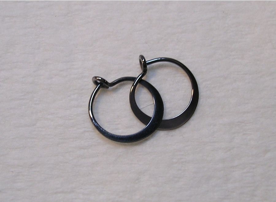 Tiny SLEEPER Hoop Earrings in Blackened Niobium | Etsy
