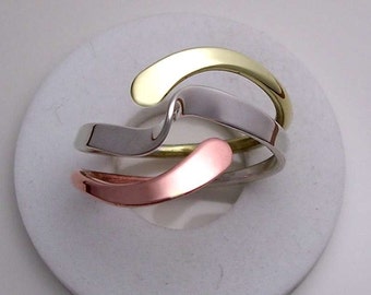 Tri-Metal Wave Energy Ring™ in Sterling Copper and Brass