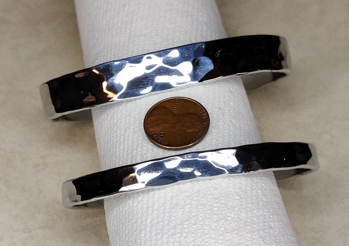 Zinc Cuff Bracelet With Hammered Texture in Two Style Etsy