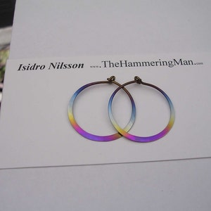 Niobium Rainbow Colored Hoop Earrings In Varioue Sizes