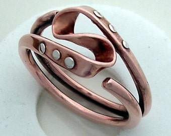 Pure Copper Vortex  Energy Ring goes Steampunk with Rivets