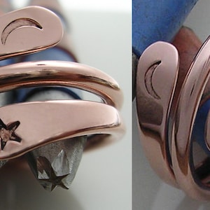 2 Turn Moon Star Energy Ring in Pure Copper image 5