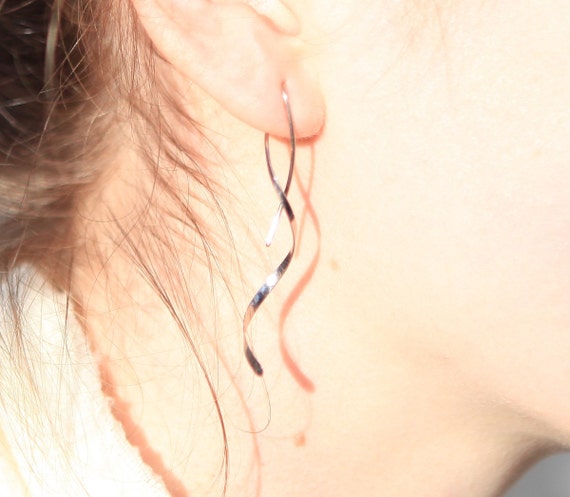 Niobium Earrings Spiral Earrings One Piece Design in Pure Niobium