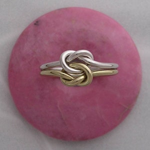 14K and Sterling Silver Double Love Knot Ring in 16 Gauge image 5