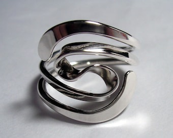 Winged Two Turn Vortex Energy Ring™  in Sterling Silver