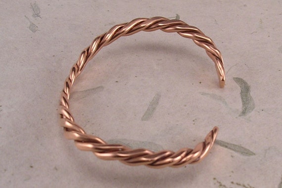 Copper Bracelet Wire Woven Classic Cuff Etsy