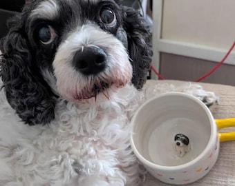 Personalized Pet Mug, Custom Pet Portrait Mug, Custom Dog & Cat Mug, Handmade Ceramic Coffee Cup, Gift for Dog Mom, Cat Lover Gift