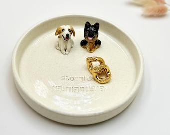 Custom Pet Portrait Ring Dish,Personalized Pet Jewelry Dish,Custom Pet Portrait Ring Holder Ceramic Trinket Tray for Pet Lovers ring holder