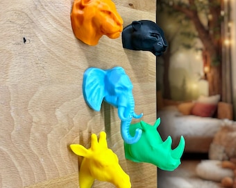 Safari Animal Drawer Pulls | Nursery Room | Kids Room Decor, Set of 5