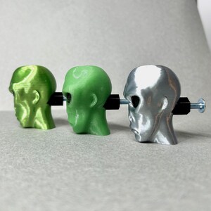 Alien Head Drawer Knobs - Hand-Painted Home Decor, Unique Cabinet Pulls, Funky Furniture Hardware, Creative Gift Idea