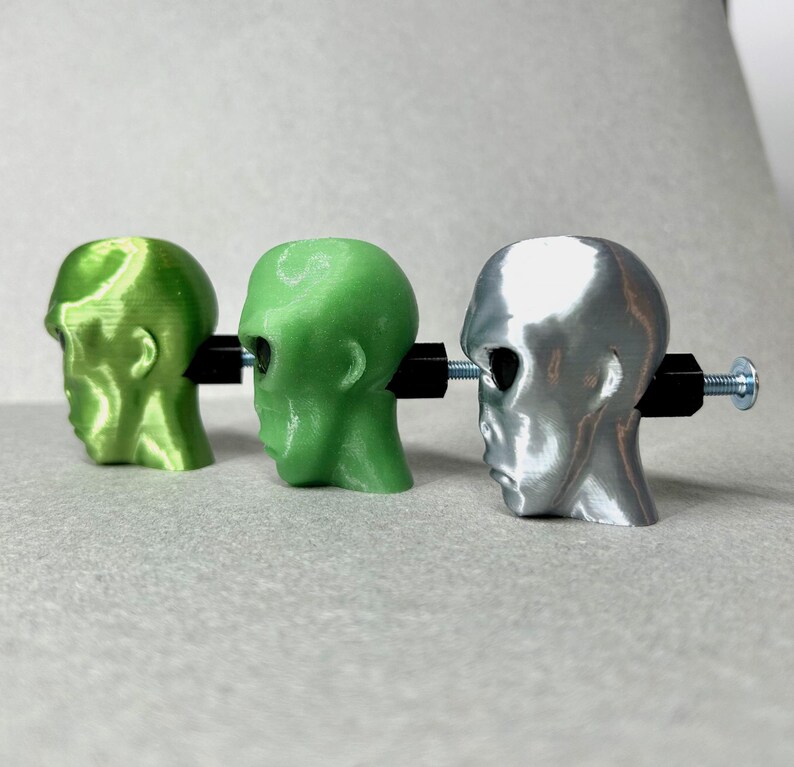 Alien Head Drawer Knobs - Hand-Painted Home Decor, Unique Cabinet Pulls, Funky Furniture Hardware, Creative Gift Idea