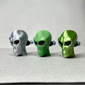 Alien Head Drawer Knobs - Hand-Painted Home Decor, Unique Cabinet Pulls, Funky Furniture Hardware, Creative Gift Idea