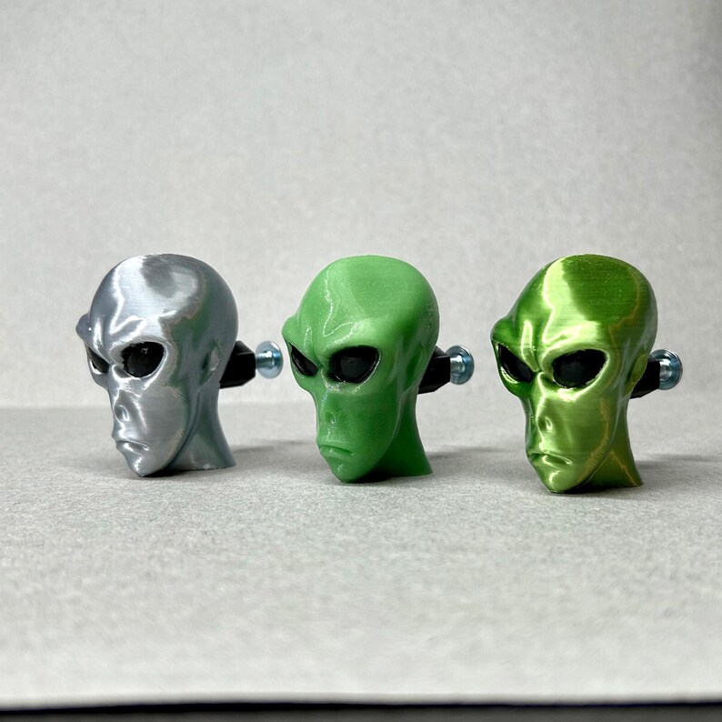 Alien Head Drawer Knobs - Hand-Painted Home Decor, Unique Cabinet Pulls, Funky Furniture Hardware, Creative Gift Idea