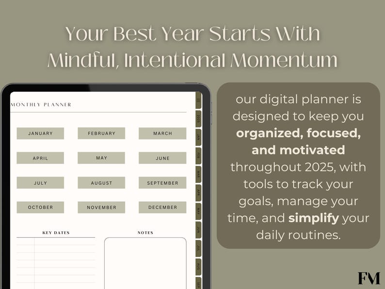 2025 Digital Planner , Calendar for Goodnotes | Hyperlinked | for iPad ...