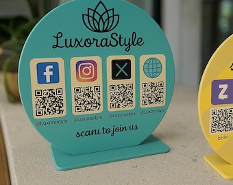 Custom Acrylic QR Code Business Sign: Scan to Pay & Social Media