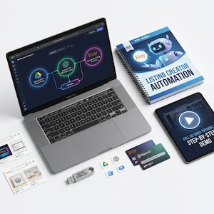 Make.com Etsy AI Automation, Listing Creator – From Google Drive Photos to Drafts, Titles Descriptions Tags 200+ Page Guide Video