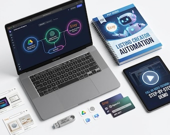 Make.com Etsy AI Automation, Listing Creator – From Google Drive Photos to Drafts, Titles Descriptions Tags 200+ Page Guide Video