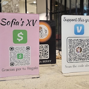 Acrylic QR Code Sign Bundle – Custom Social QR Signs Set for Business, Payment, Venmo, WiFi, Wedding, Shop Salon | Personalized Display Pack