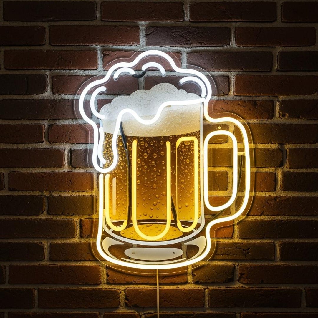 Beer Mug Neon Acrylic Sign | Custom LED Bar Wall Light | Personalized ...