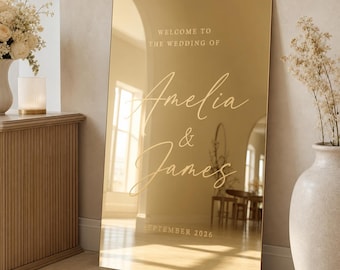 Large Engraved Mirror Acrylic Welcome Sign, Custom Wedding or Event Sign, 12x18 to 24x48, Personalized