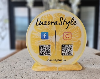 Custom Acrylic QR Code Business Sign: Social Media, Payments, Menu
