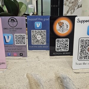 Wedding & Event QR Code Sign, Acrylic Payment Display for Table, Shop, Business, Venmo, WiFi, Social Media, Pop-up, Salon, Menu, Checkout