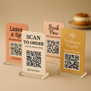 Social Media QR Code Sign | Venmo, Tip, Scan to Pay Display | Wedding QR Stand | Custom Acrylic Business Sign with Color