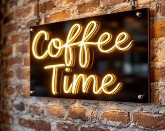 Enseigne néon LED « Coffee Time » personnalisée – Décoration murale de café personnalisée, éclairage de café, enseigne néon de bar et de cuisine personnalisée