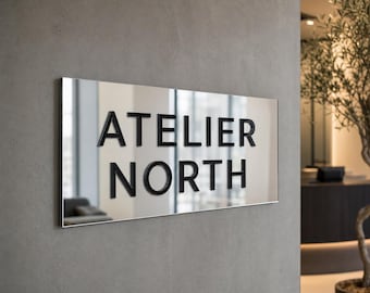 Custom Mirror Acrylic Office Sign, Personalized Door Plaque with Raised Letters, Suite Reception Room Sign