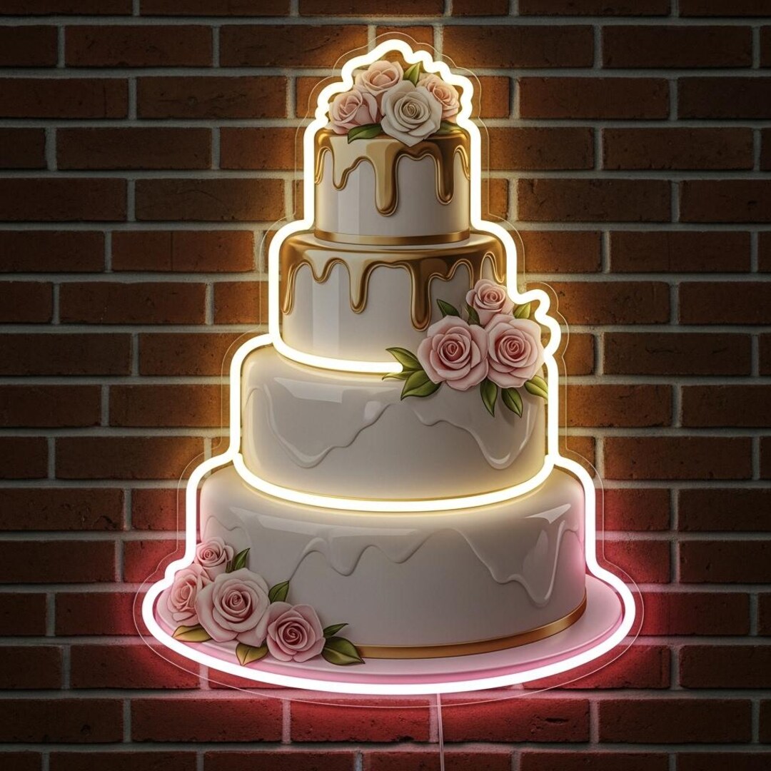 Custom Wedding Neon Cake Sign With UV Print, Personalized LED Neon ...