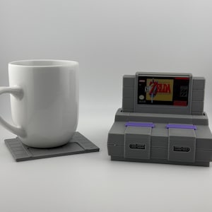 コンソールホルダー付きカスタムレトロゲームコースターセット - ゲーマー向けパーソナライズドリンクコースター、3Dプリントのオタク向けホームデコレーションギフト