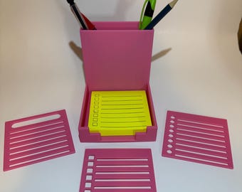 Deluxe Sticky Note Holder & Stencil Set: Desk Organizer