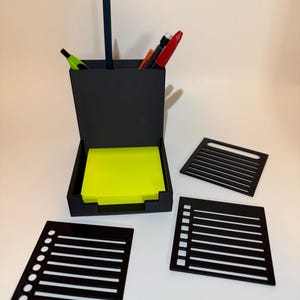 Deluxe Sticky Note Holder and Stencil Set – Keep Notes Organized and Handwriting Neat! Includes Three Line Stencils and Holder.