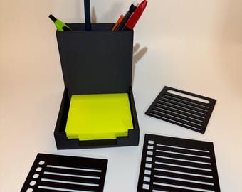 Deluxe Sticky Note Holder & Stencil Set: Desk Organizer